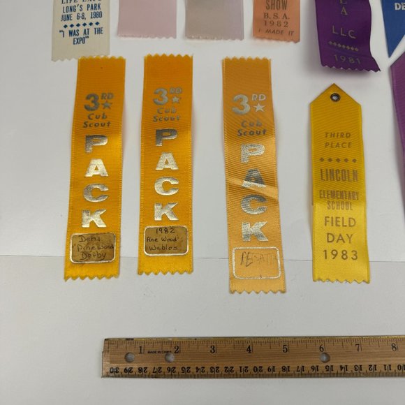 16 Vtg 80s Boy Cub Scouts America Used Ribbons Award Pinewood Derby Lancaster PA - Picture 7 of 11
